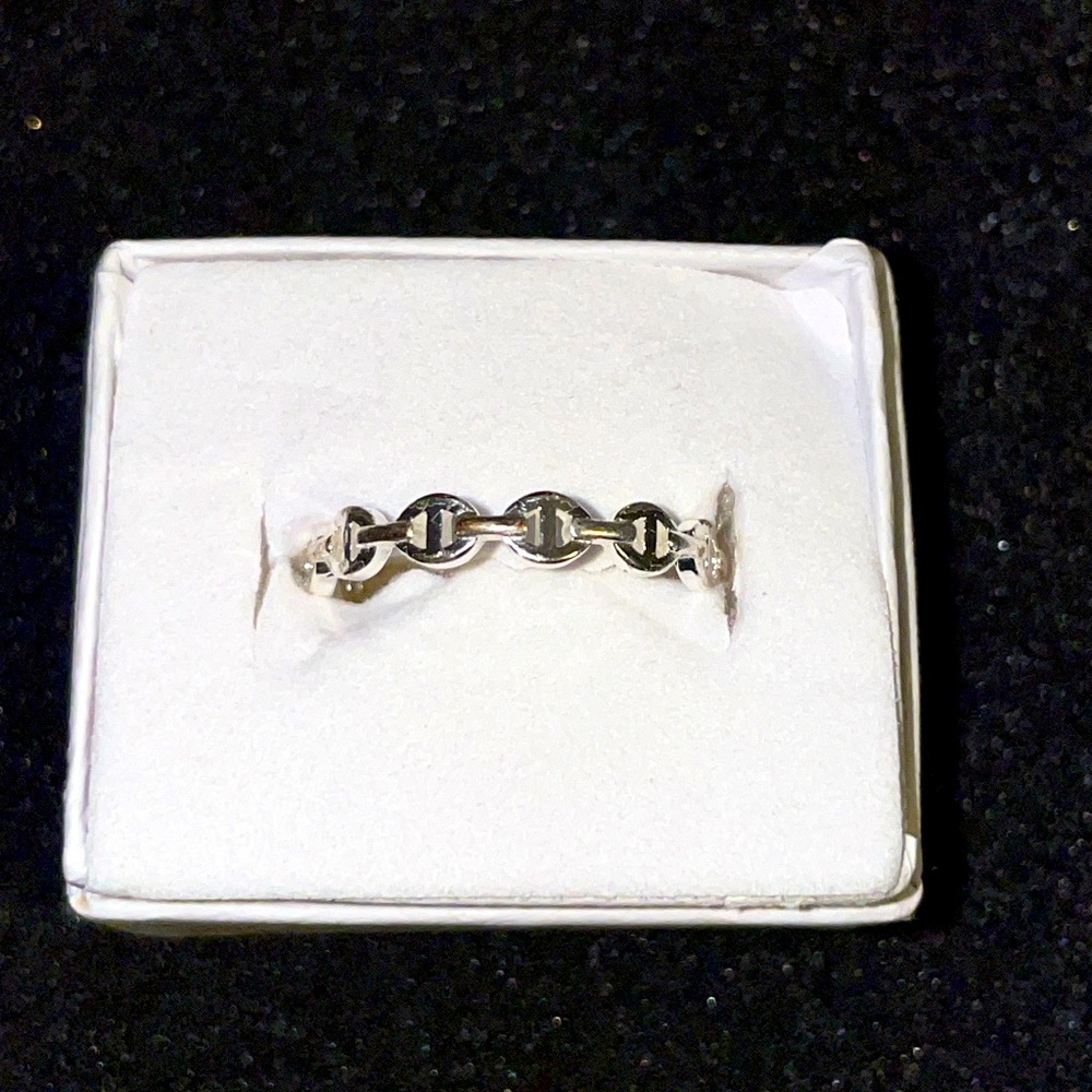 Size 9 sterling silver paper clip link ring